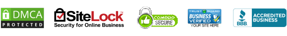 DMCA, SiteLock, Comodo, Trust Guard and BBB badges