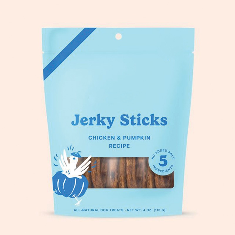 Light blue stand-up pouch for jerky sticks